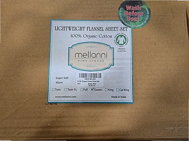 Cotton Flannel Sheet Set Double Brushed for Added Softness & Comfort Queen Blue