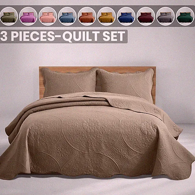 Luxury Cooling Bedspread Set Soft Quilted Coverlet Bedding Throw Twin Queen King