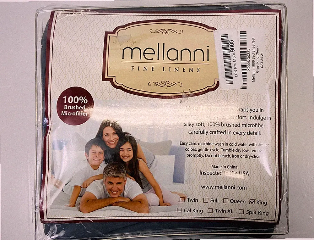 Mellanni 1800 Brushed Microfiber King Bed Sheet Set, 4 Piece - Gray