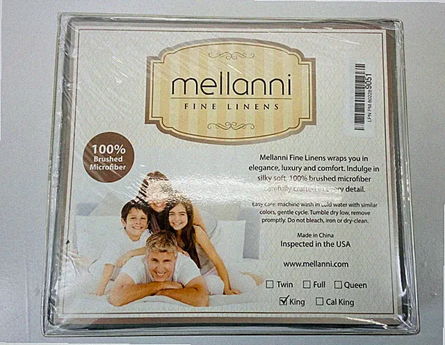 Mellanni 1800 Brushed Microfiber King Bed Sheet Set, 4 Piece - Striped/Gray