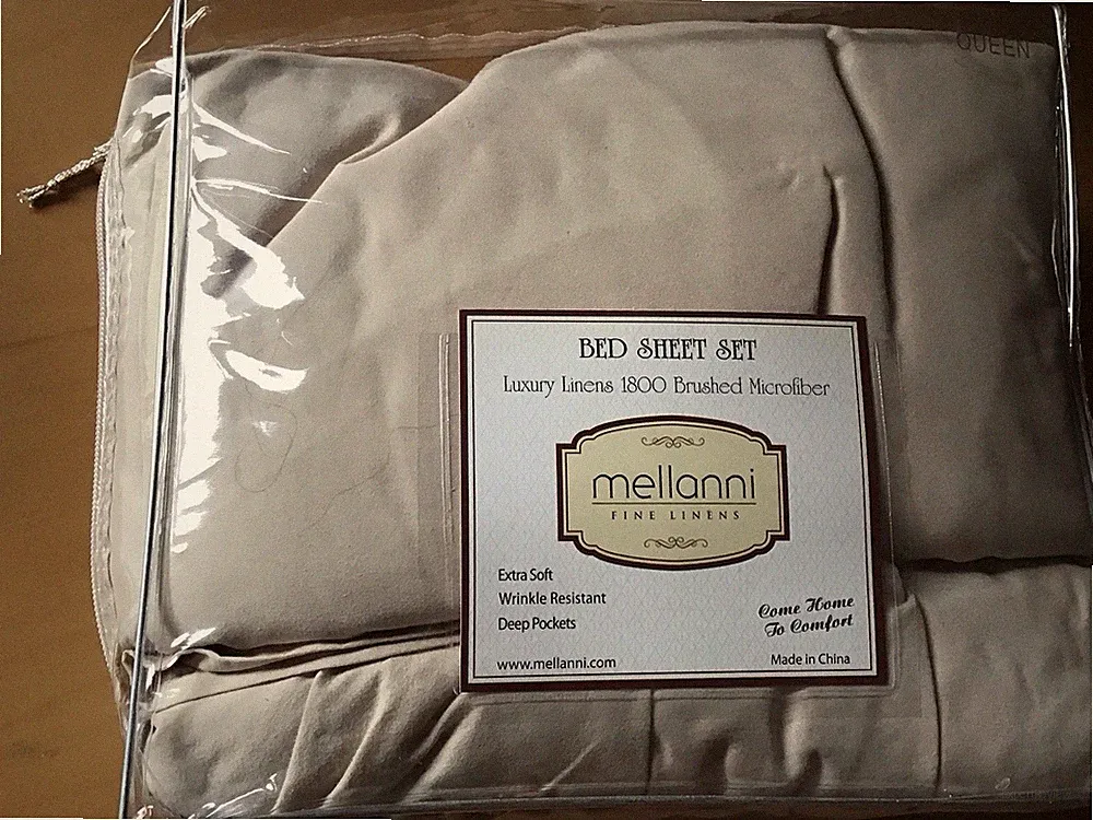 Mellanni 1800 Brushed Microfiber QUEEN Bed Sheet Set, 4 Piece NEW Tan/Beige