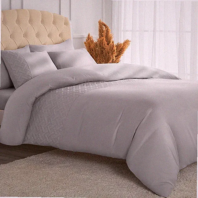 Mellanni 3-Piece Duvet Cover Set with Pinsonic Quilted Stripe, 2 Pillow Shams