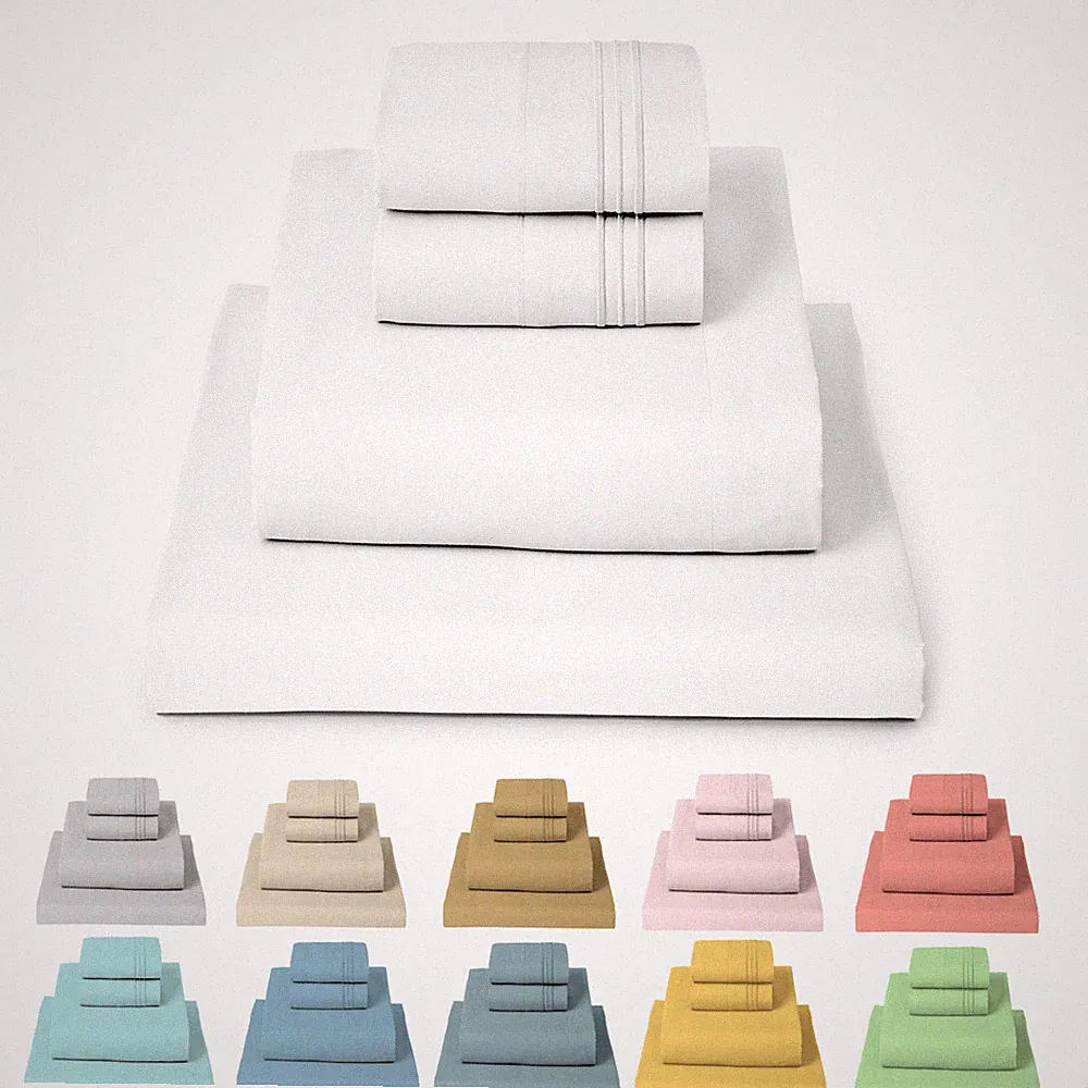 Mellanni 4-Piece Bed Sheet Set- Deep Pocket, Wrinkle, Stain Resistant Microfiber