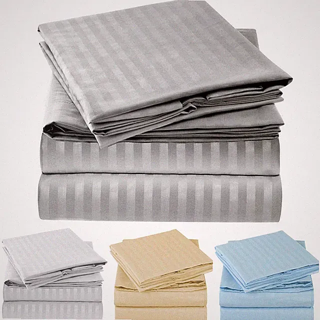 Mellanni 4-Piece Bed Sheet Set STRIPED - Deep Pockets, Wrinkle Resistant