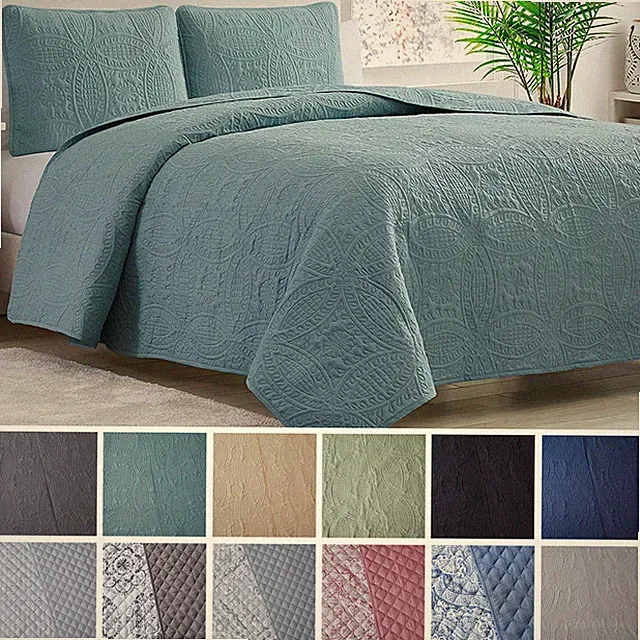 Mellanni Bedspread Coverlet Set 3-Piece Oversized Bed Cover, Ultrasonic Quilt