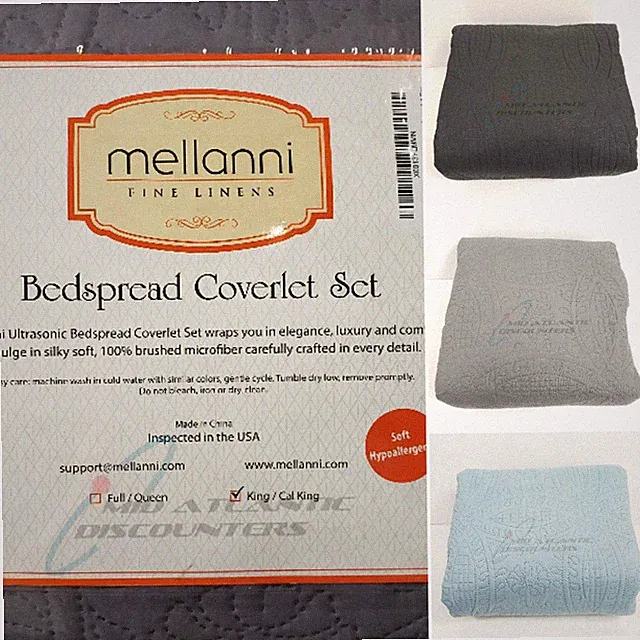 Mellanni Bedspread Coverlet Set Hypoallergenic Ultrasonic Brushed Microfiber
