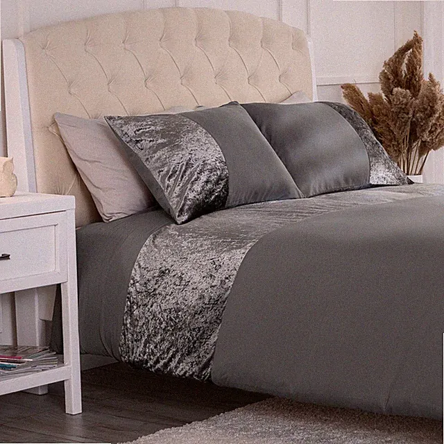 Mellanni Duvet Cover Set with Velvet Stripe, Microfiber Comforter Cover, 2 Shams