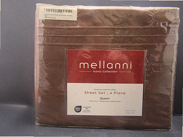 Mellanni Iconic Collection Queen Sheet 4 Piece St Brown Flat Fitted pillow Cases