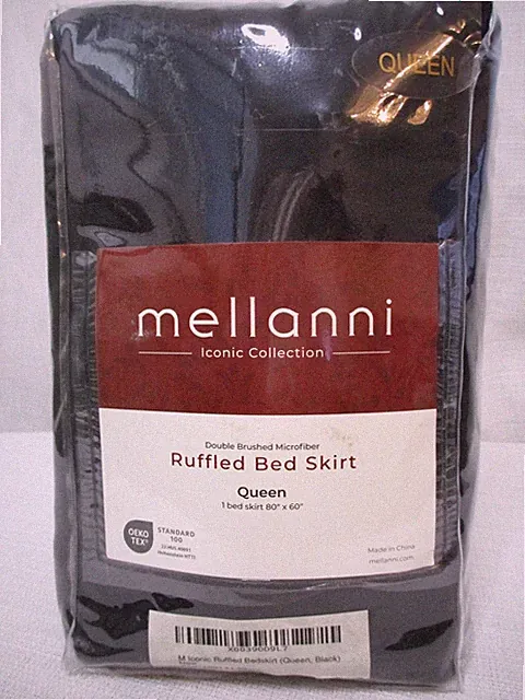 Mellanni Queen Bed Skirt Black 15-Inch Ruffled Drop Bed Frame & Box Spring Cover