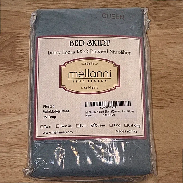 New Mellanni Bed Skirt Queen Size 1800 Brushed Microfiber Spa Blue Pleated
