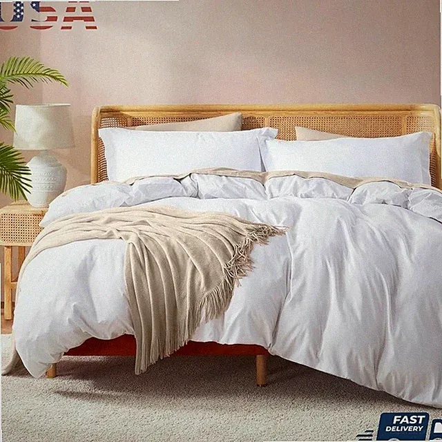 Soft Microfiber Duvet Cover Set Queen All-Season Bedding W/ Ties Easy Care New